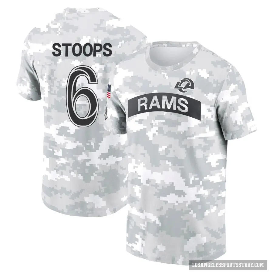 Youth ＃6 Drake Stoops Los Angeles Rams Camo Arctic 2024 Salute to Service Performance T-Shirt