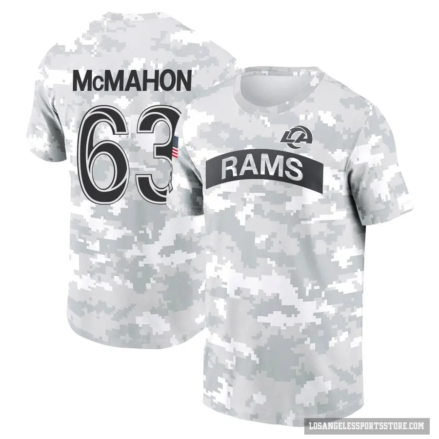 Youth ＃63 Dylan McMahon Los Angeles Rams Camo Arctic 2024 Salute to Service Performance T-Shirt