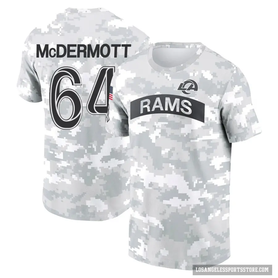 Youth ＃64 Conor McDermott Los Angeles Rams Camo Arctic 2024 Salute to Service Performance T-Shirt