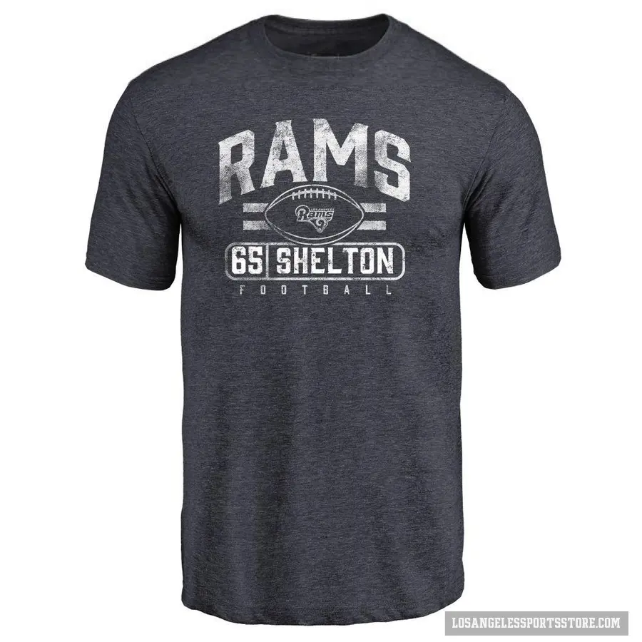 Youth ＃65 Coleman Shelton Los Angeles Rams Navy Flanker T-Shirt
