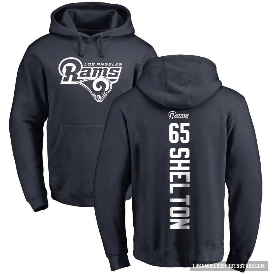 Youth ＃65 Coleman Shelton Los Angeles Rams Navy Pro Line Backer Pullover Hoodie