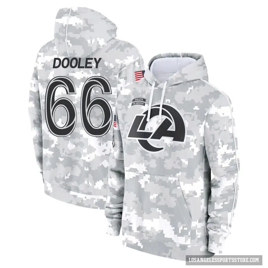 Youth ＃66 Ben Dooley Los Angeles Rams Arctic Camo 2024 Salute to Service Club Fleece Pullover Hoodie