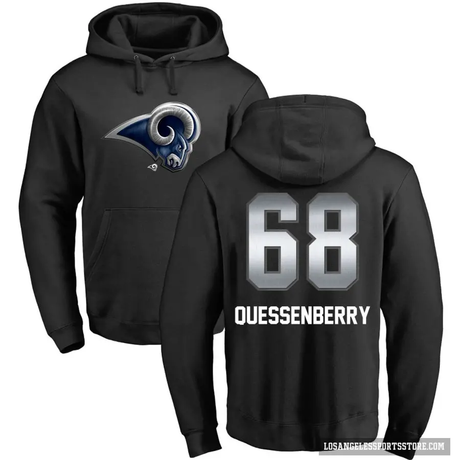 Youth ＃68 David Quessenberry Los Angeles Rams Black Midnight Mascot Pullover Hoodie