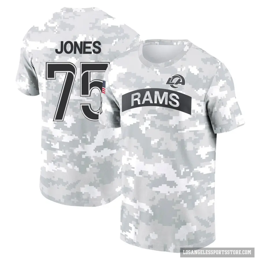 Youth ＃75 Deacon Jones Los Angeles Rams Camo Arctic 2024 Salute to Service Performance T-Shirt