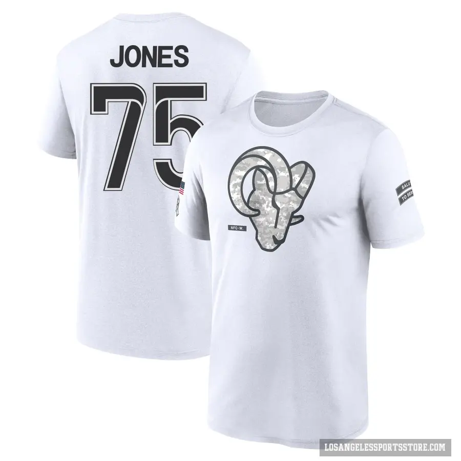 Youth ＃75 Deacon Jones Los Angeles Rams White 2024 Salute to Service Performance T-Shirt