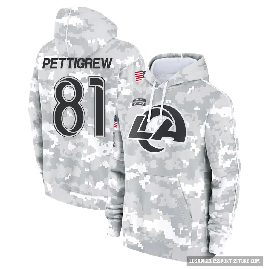 Youth ＃81 Jamal Pettigrew Los Angeles Rams Arctic Camo 2024 Salute to Service Club Fleece Pullover Hoodie