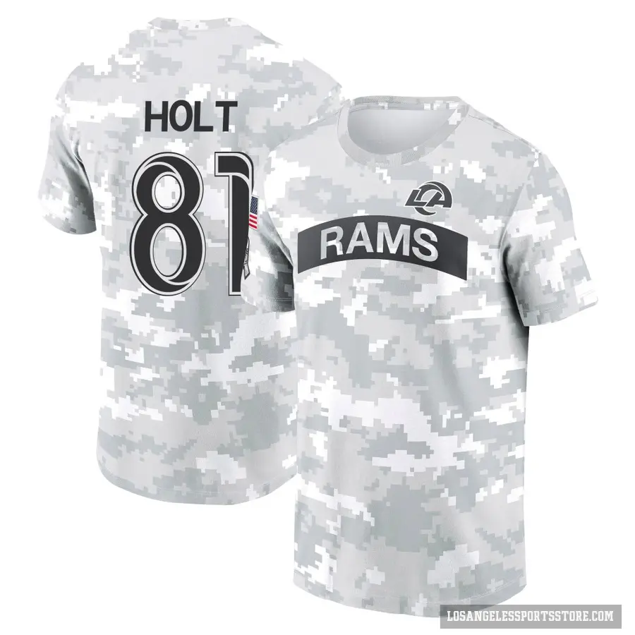 Youth ＃81 Torry Holt Los Angeles Rams Camo Arctic 2024 Salute to Service Performance T-Shirt
