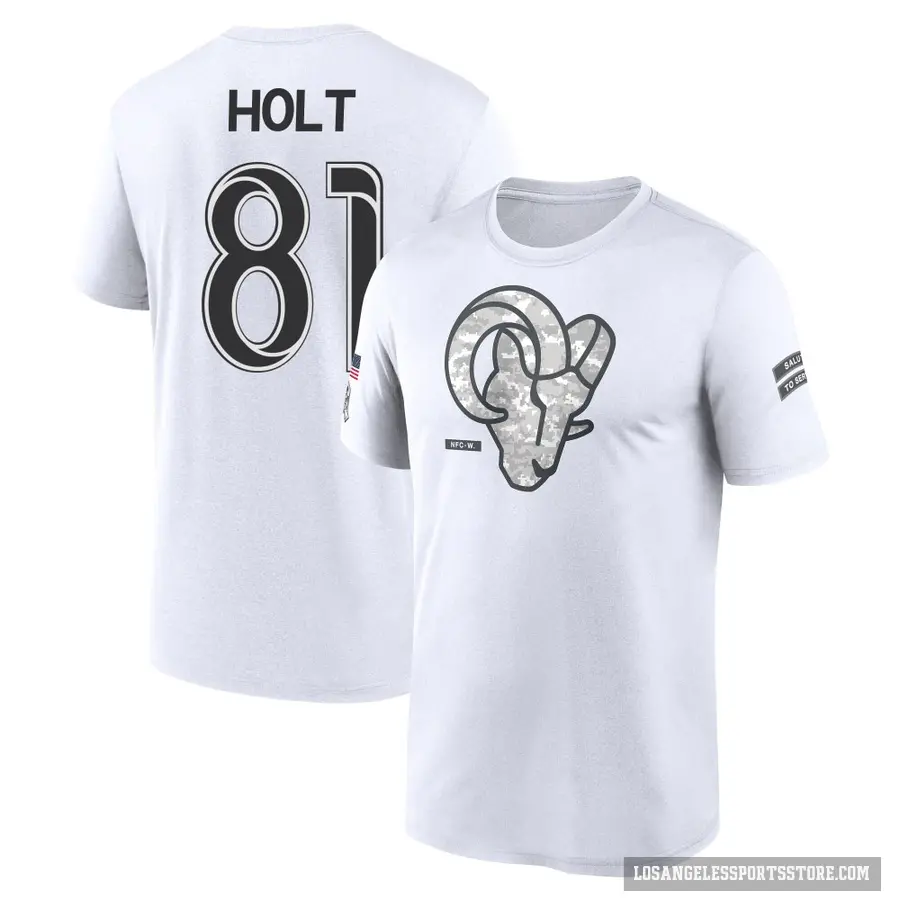 Youth ＃81 Torry Holt Los Angeles Rams White 2024 Salute to Service Performance T-Shirt