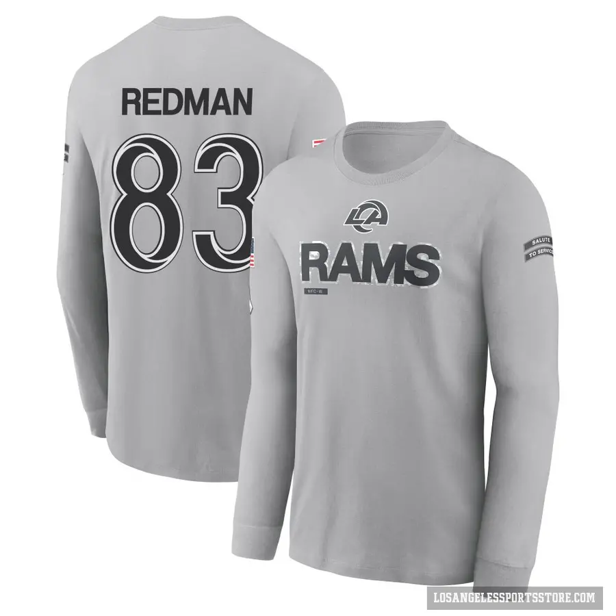 Youth ＃83 Mark Redman Los Angeles Rams Red Gray 2024 Salute to Service Long Sleeve T-Shirt