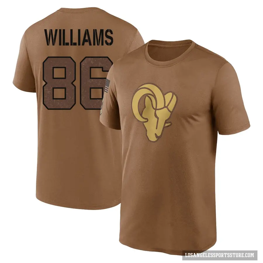 Youth ＃86 Mario Williams Los Angeles Rams Brown 2023 Salute To Service Performance T-Shirt