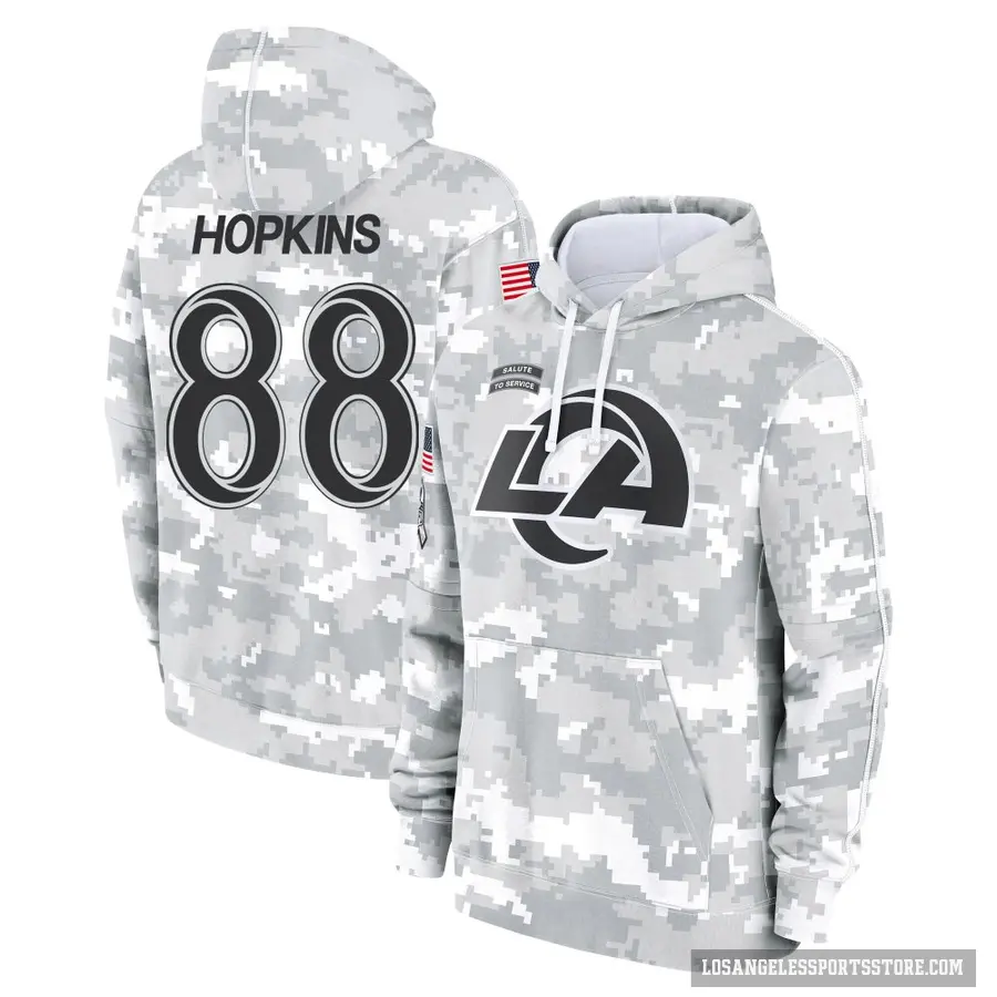 Youth ＃88 Brycen Hopkins Los Angeles Rams Arctic Camo 2024 Salute to Service Club Fleece Pullover Hoodie