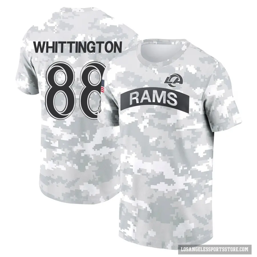 Youth ＃88 Jordan Whittington Los Angeles Rams Camo Arctic 2024 Salute to Service Performance T-Shirt