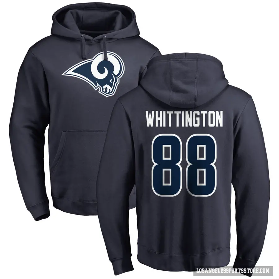 Youth ＃88 Jordan Whittington Los Angeles Rams Navy Pro Line Name & Number Logo Pullover Hoodie