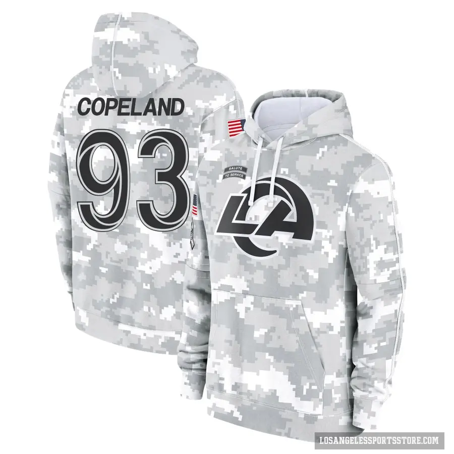 Youth ＃93 Marquise Copeland Los Angeles Rams Arctic Camo 2024 Salute to Service Club Fleece Pullover Hoodie