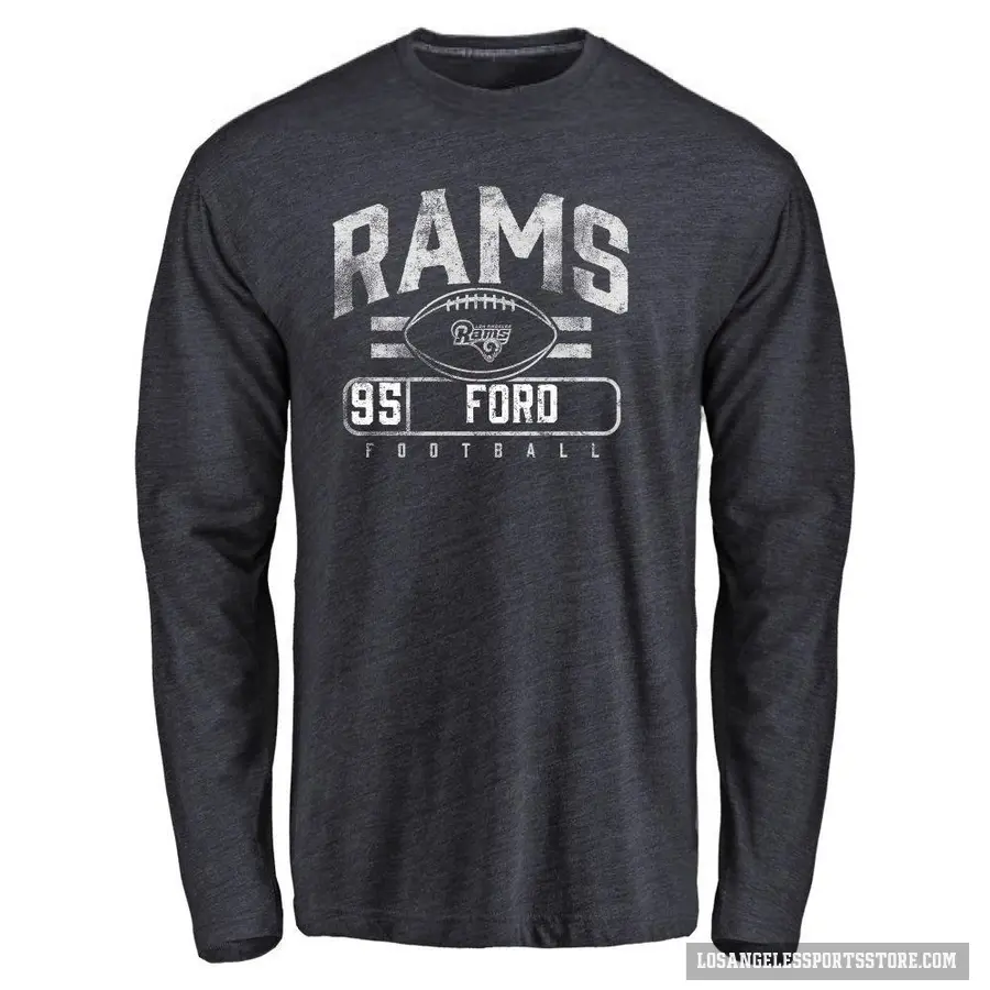 Youth ＃95 Poona Ford Los Angeles Rams Navy Flanker Long Sleeve T-Shirt