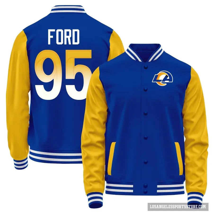 Youth ＃95 Poona Ford Los Angeles Rams Orange Blue Full-Snap Name & Number Jacket