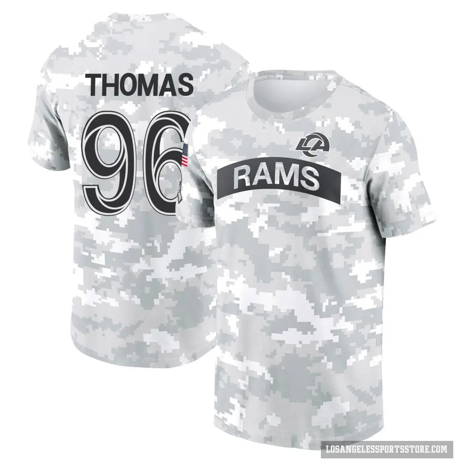 Youth ＃96 Keir Thomas Los Angeles Rams Camo Arctic 2024 Salute to Service Performance T-Shirt